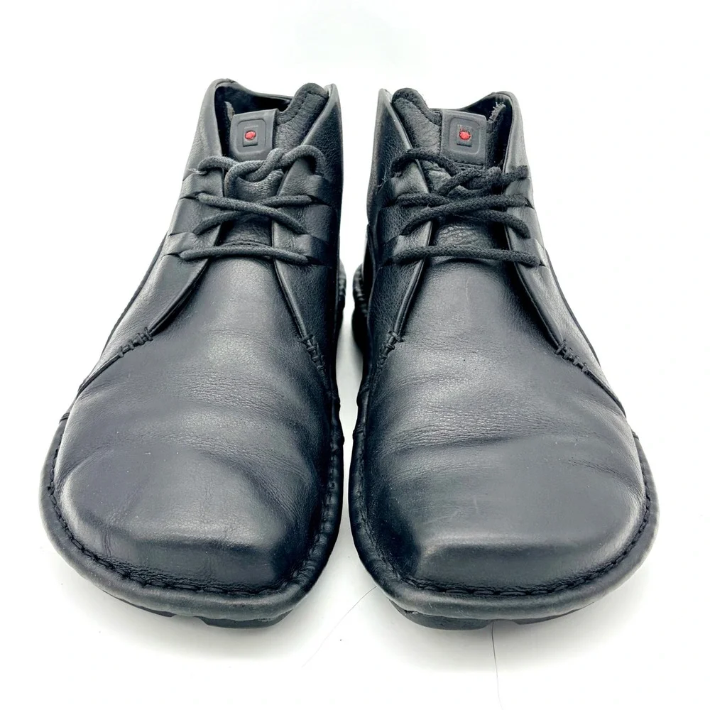 Tsubo Mens Black Leather Chukka Boots Size 10 Ankle Lace Up‎ Rubber Sole X19-3
